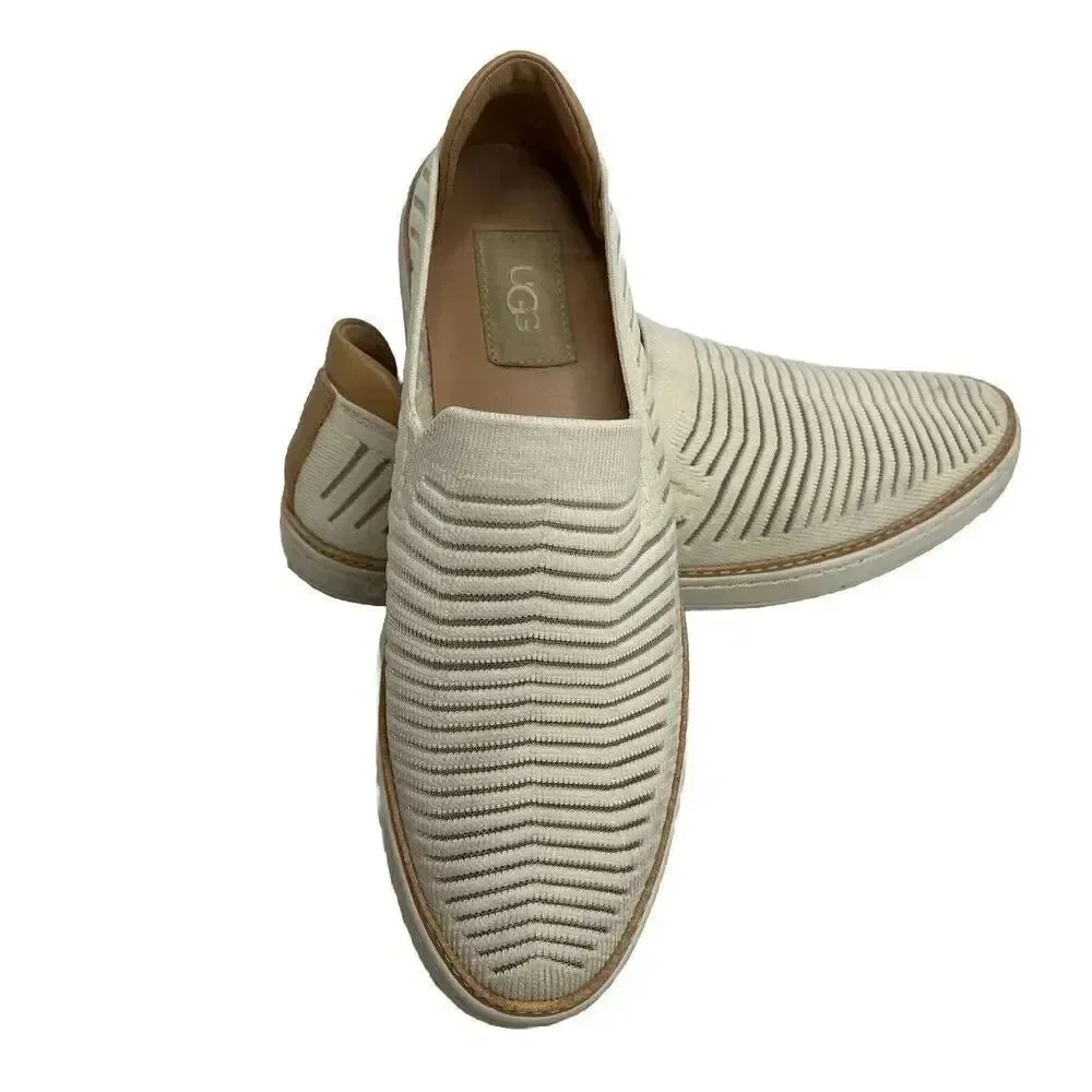 UGG Sammy Breeze Women's Size 9 Ivory Beige Rib Knit Sheer Slide On Sneaker